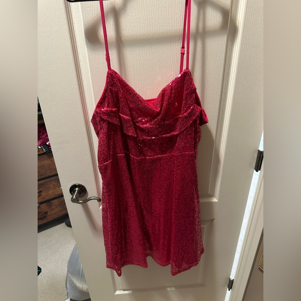 Cider Red Sequin Slip Dress